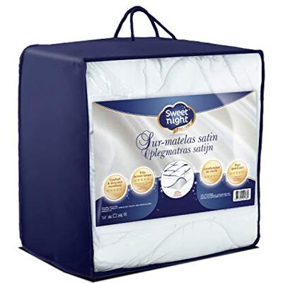 SWEET NIGHT satén Topper, Tela, Blanco, 90 x 190 cm SWEET NIGHT satén Topper, Tela, Blanco, 90 x 190 cm