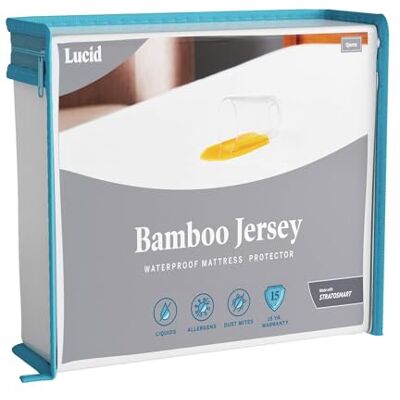 LUCID Premium Rayon from Bamboo Jersey Protector de colchón Ultra suave Impermeable Full LUCID Premium Rayon from Bamboo Jersey Protector de colchón Ultra suave Impermeable Full