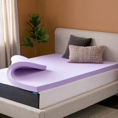 LUCID Cubrecolchón de Espuma viscoelástica con infusión de Lavanda de 3 Pulgadas, diseño ventilado, tamaño California King LUCID Cubrecolchón de Espuma viscoelástica con infusión de Lavanda de 3 Pulgadas, diseño ventilado, tamaño California King