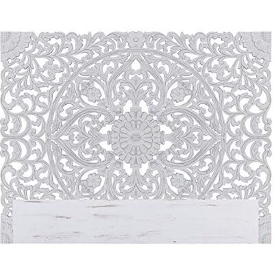 Menzzo Serena Cabecero, 180 cm, de madera tallada, moderno y original, blanco, con molduras florales para decorar la pared, dimensiones de 180 x 3,5 x 140 cm (longitud x profundidad x altura) Menzzo Serena Cabecero, 180 cm, de madera tallada, moderno y original, blanco, con molduras florales para decorar la pared, dimensiones de 180 x 3,5 x 140 cm (longitud x profundidad x altura)
