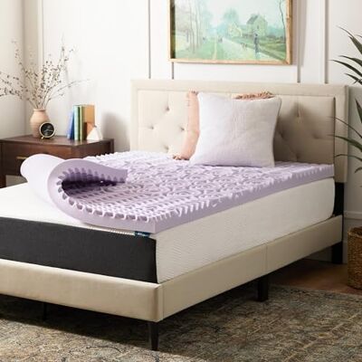 LUCID Cubrecolchón con infusión de Lavanda, Espuma viscoelástica, 3 Pulgadas, tamaño Individual XL, sensación de Felpa, 5 Zonas contorneadas, Certificado CertiPUR, Nuevo Propietario de casa y LUCID Cubrecolchón con infusión de Lavanda, Espuma viscoelástica, 3 Pulgadas, tamaño Individual XL, sensación de Felpa, 5 Zonas contorneadas, Certificado CertiPUR, Nuevo Propietario de casa y