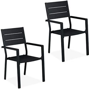 Relaxdays Set 2 Sillas Jardín, 90 x 53,5 x 59 cm, Silla Balcón con Reposabrazos, Metal, Muebles Terraza Modernos, Negro Relaxdays Set 2 Sillas Jardín, 90 x 53,5 x 59 cm, Silla Balcón con Reposabrazos, Metal, Muebles Terraza Modernos, Negro