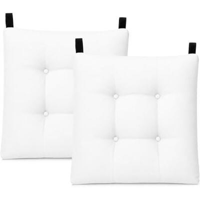 Mercury - Pack de 2 Cojines para Silla 40x40x8cm (Pack 2, Blanco) Mercury - Pack de 2 Cojines para Silla 40x40x8cm (Pack 2, Blanco)