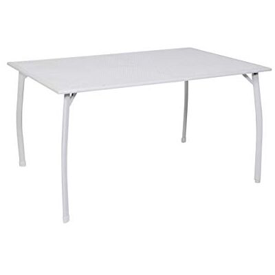 greemotion Mesa rectangular "Toulouse" para jardín, terraza y balcón, Comedor para exterior, Acero y plástico , 140/90/74 cm, blanco greemotion Mesa rectangular "Toulouse" para jardín, terraza y balcón, Comedor para exterior, Acero y plástico , 140/90/74 cm, blanco