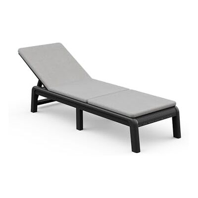 Keter Palma-Tumbona de Jardín Plegable con cojín Incluido, para Exterior terrazas, Patios, Jardines, 4 Posiciones, Color Grafito Keter Palma-Tumbona de Jardín Plegable con cojín Incluido, para Exterior terrazas, Patios, Jardines, 4 Posiciones, Color Grafito
