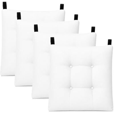 Mercury - Pack de 4 Cojines para Silla 40x40x8cm (Pack 4, Blanco) Mercury - Pack de 4 Cojines para Silla 40x40x8cm (Pack 4, Blanco)