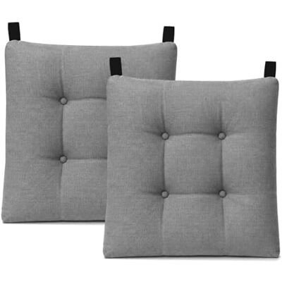 Mercury - Pack de 2 Cojines para Silla 40x40x8cm (Pack 2, Gris) Mercury - Pack de 2 Cojines para Silla 40x40x8cm (Pack 2, Gris)