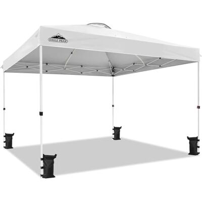 Eagle Carpa Plegable con Bolsa de Ruedas, 8 Estacas, 4 Cuerdas, 4 Bolsas de Peso, Cenador de Fácil Montaje, 3,6x3,6 m, 13 m² de Sombra, Blanco Eagle Carpa Plegable con Bolsa de Ruedas, 8 Estacas, 4 Cuerdas, 4 Bolsas de Peso, Cenador de Fácil Montaje, 3,6x3,6 m, 13 m² de Sombra, Blanco