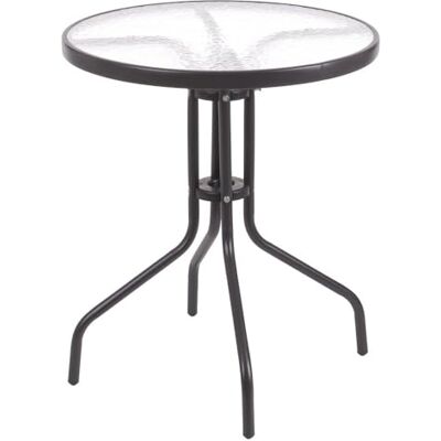 LOLAhome Mesa Exterior Acero y Cristal Templado, Ø 60 cm, Antracita LOLAhome Mesa Exterior Acero y Cristal Templado, Ø 60 cm, Antracita