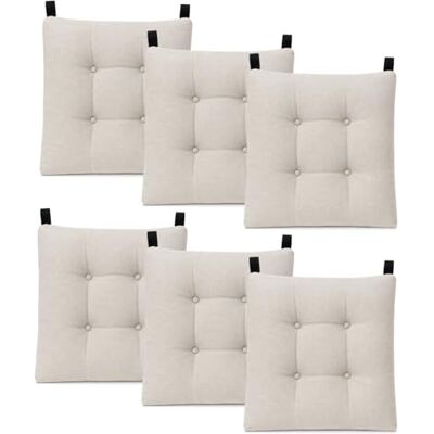Mercury - Pack de 6 Cojines para Silla 40x40x8cm (Pack 6, Beige) Mercury - Pack de 6 Cojines para Silla 40x40x8cm (Pack 6, Beige)