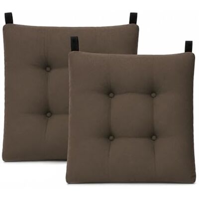 Mercury - Pack de 2 Cojines para Silla 40x40x8cm (Pack 2, Marrón) Mercury - Pack de 2 Cojines para Silla 40x40x8cm (Pack 2, Marrón)