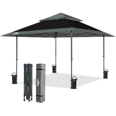 Eagle Cenador de jardín (4 x 4 m, Exterior, con ventilación, Doble Techo, Impermeable, para pabellón, Carpa, Color Negro y Gris) Eagle Cenador de jardín (4 x 4 m, Exterior, con ventilación, Doble Techo, Impermeable, para pabellón, Carpa, Color Negro y Gris)