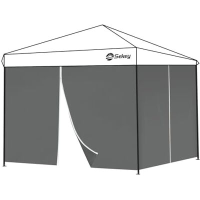 Sekey 2 Paneles Laterales con Cremallera, Paredes Laterales para 3x3m Cenador Plegable Carpas de Jardin, Impermeables, Gris Sekey 2 Paneles Laterales con Cremallera, Paredes Laterales para 3x3m Cenador Plegable Carpas de Jardin, Impermeables, Gris