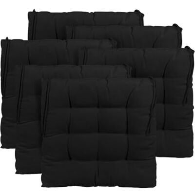 CHELY INTERMARKET Cojines Silla 40x40x7,5cm Pack 6 Unidades Relleno Mullido Negro Acolchado Exterior Interior Decorativos Suaves Estables Lavables Terraza Jardín CHELY INTERMARKET Cojines Silla 40x40x7,5cm Pack 6 Unidades Relleno Mullido Negro Acolchado Exterior Interior Decorativos Suaves Estables Lavables Terraza Jardín