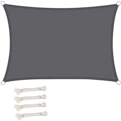 WOLTU Toldo Vela Impermeable Rectangular 4x5 m Poliéster Protección Rayos UV Intemperie para Patio Exteriores Jardín Color Arena Gris WOLTU Toldo Vela Impermeable Rectangular 4x5 m Poliéster Protección Rayos UV Intemperie para Patio Exteriores Jardín Color Arena Gris