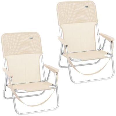 LOLAhome Pack 2 Sillas Playa Plegables Beige, Ligera, Bajas y Fijas De Aluminio con respaldo-asiento de textileno transpirable, con asa para fácil transporte. Tubo de 19 mm. De 54x40x71 cm. LOLAhome Pack 2 Sillas Playa Plegables Beige, Ligera, Bajas y Fijas De Aluminio con respaldo-asiento de textileno transpirable, con asa para fácil transporte. Tubo de 19 mm. De 54x40x71 cm.