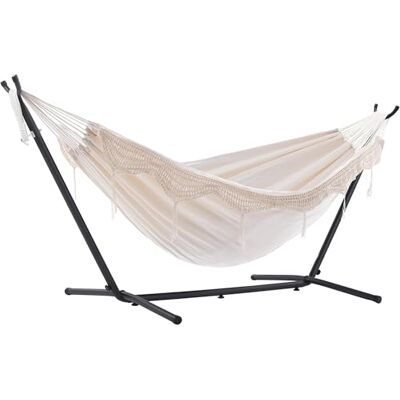 Vivere uhsdo8 – 00 doble algodón hamaca con hamaca, 250 cm, beige, 249 x 109 x 104 cm Vivere uhsdo8 – 00 doble algodón hamaca con hamaca, 250 cm, beige, 249 x 109 x 104 cm
