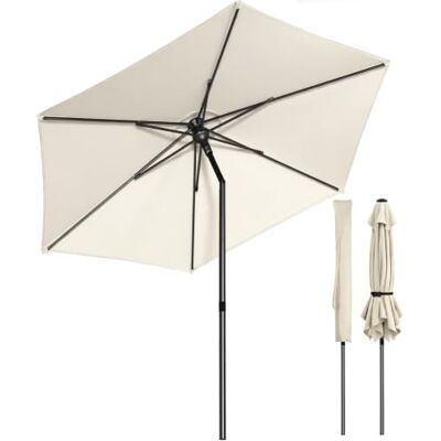VOUNOT ® Sombrilla de Jardín 270 cm Parasol Reclinable Protección UV 50+ con Techo Ventilación y Bolsa de Transporte Inclinación Bidireccional 30° para Terraza Exterior Balcón Patio Piscina Playa Beige VOUNOT ® Sombrilla de Jardín 270 cm Parasol Reclinable Protección UV 50+ con Techo Ventilación y Bolsa de Transporte Inclinación Bidireccional 30° para Terraza Exterior Balcón Patio Piscina Playa Beige