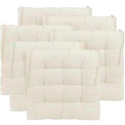 CHELY INTERMARKET Cojines Silla 40x40x7,5cm Pack 6 Unidades Relleno Mullido Blanco Hueso Acolchado Exterior Interior Decorativos Suaves Estables Lavables Terraza Jardín CHELY INTERMARKET Cojines Silla 40x40x7,5cm Pack 6 Unidades Relleno Mullido Blanco Hueso Acolchado Exterior Interior Decorativos Suaves Estables Lavables Terraza Jardín