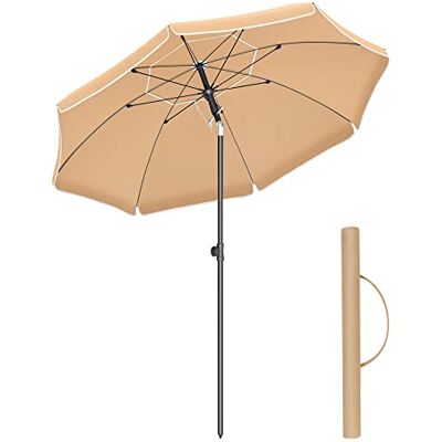 SONGMICS Sombrilla de 200 cm, UPF 50+, Altura Ajustable, sin Base Sombrilla con Bolsa de Transporte, Inclinación Bidireccional de 30°, Topo, Colección SHELD GPU65BR SONGMICS Sombrilla de 200 cm, UPF 50+, Altura Ajustable, sin Base Sombrilla con Bolsa de Transporte, Inclinación Bidireccional de 30°, Topo, Colección SHELD GPU65BR