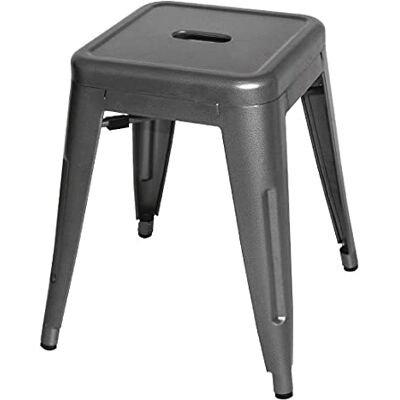 Bolero Tabourets Bajo Bistro de Acero Gris Metal Bolero Tabourets Bajo Bistro de Acero Gris Metal