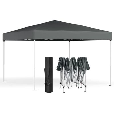 SONGMICS Cenador 3 x 3 m, Carpa Plegable, Protección Solar, Resistente a Lluvia Ligera, Portátil, para Patio, Jardín, Mercadillo, Gris Oscuro SONGMICS Cenador 3 x 3 m, Carpa Plegable, Protección Solar, Resistente a Lluvia Ligera, Portátil, para Patio, Jardín, Mercadillo, Gris Oscuro