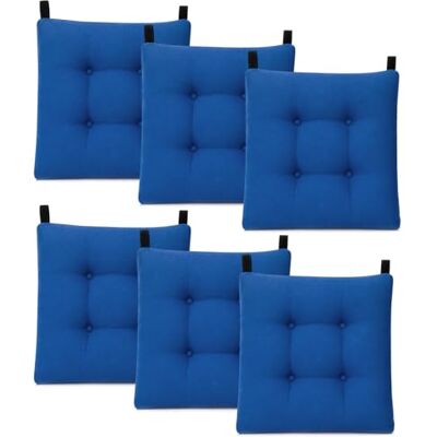 Mercury - Pack de 6 Cojines para Silla 40x40x8cm (Pack 6, Azul) Mercury - Pack de 6 Cojines para Silla 40x40x8cm (Pack 6, Azul)