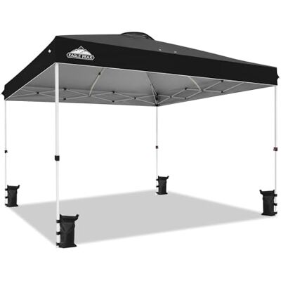 Eagle Carpa Plegable con Bolsa de Ruedas, 8 Estacas, 4 Cuerdas, 4 Bolsas de Peso, Cenador de Fácil Montaje, 3,6x3,6 m, 13 m² de Sombra, Negro Eagle Carpa Plegable con Bolsa de Ruedas, 8 Estacas, 4 Cuerdas, 4 Bolsas de Peso, Cenador de Fácil Montaje, 3,6x3,6 m, 13 m² de Sombra, Negro