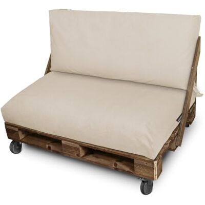 HAPPERS Cojín para Palets Toldotex Impermeable Crudo Set: Asiento 120x80x20 (Liso) + Respaldo 120x45x20 (Liso) HAPPERS Cojín para Palets Toldotex Impermeable Crudo Set: Asiento 120x80x20 (Liso) + Respaldo 120x45x20 (Liso)