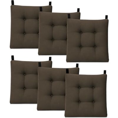 Mercury - Pack de 6 Cojines para Silla 40x40x8cm (Pack 6, Marrón) Mercury - Pack de 6 Cojines para Silla 40x40x8cm (Pack 6, Marrón)