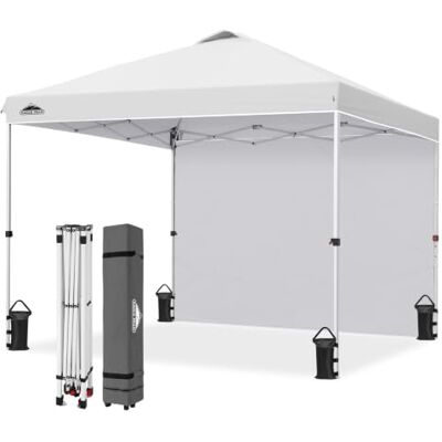 Eagle Tienda de campaña desplegable de 3 m x 3 m con 1 Pared Lateral, fácil instalación, Tienda de campaña con toldo, Color Blanco Eagle Tienda de campaña desplegable de 3 m x 3 m con 1 Pared Lateral, fácil instalación, Tienda de campaña con toldo, Color Blanco