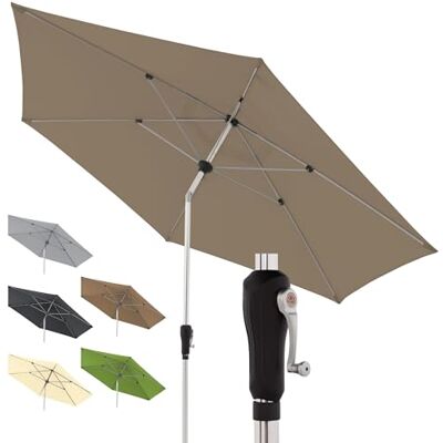 Doppler sombrilla Redonda Ø 330 cm Greige- de jardín abatible, con manivela y protección UV 80+, Estructura de Aluminio, Tela Repelente al Agua Doppler sombrilla Redonda Ø 330 cm Greige- de jardín abatible, con manivela y protección UV 80+, Estructura de Aluminio, Tela Repelente al Agua