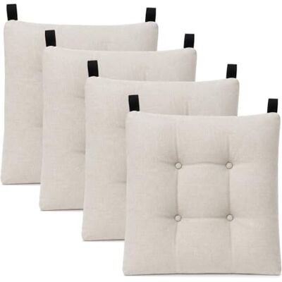 Mercury - Pack de 4 Cojines para Silla 40x40x8cm (Pack 4, Beige) Mercury - Pack de 4 Cojines para Silla 40x40x8cm (Pack 4, Beige)