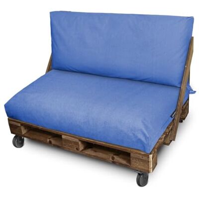 HAPPERS Cojín para Palets Toldotex Impermeable Azul Set: Asiento 120x80x20 (Liso) + Respaldo 120x45x20 (Liso) HAPPERS Cojín para Palets Toldotex Impermeable Azul Set: Asiento 120x80x20 (Liso) + Respaldo 120x45x20 (Liso)