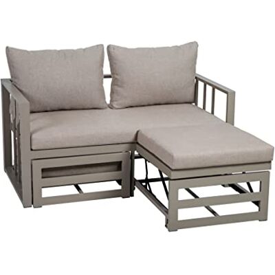 greemotion Garden Sofá Multifuncional Nassau con Taburete, Aprox. 134 x 63 x 74 cm greemotion Garden Sofá Multifuncional Nassau con Taburete, Aprox. 134 x 63 x 74 cm