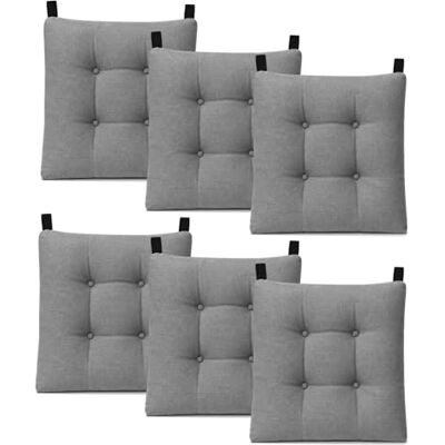 Mercury - Pack de 6 Cojines para Silla 40x40x8cm (Pack 6, Gris) Mercury - Pack de 6 Cojines para Silla 40x40x8cm (Pack 6, Gris)
