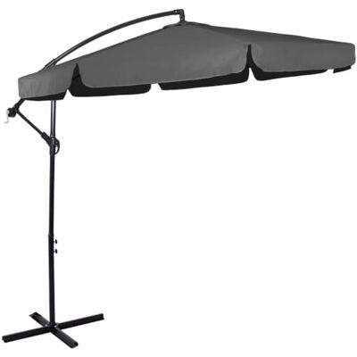 SPRINGOS Sombrilla terraza exterior playa 350 cm grafito oscuro excentrico con base parasol grande jardín antiviento semicircular con funda manivela SPRINGOS Sombrilla terraza exterior playa 350 cm grafito oscuro excentrico con base parasol grande jardín antiviento semicircular con funda manivela