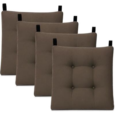 Mercury - Pack de 4 Cojines para Silla 40x40x8cm (Pack 4, Marrón) Mercury - Pack de 4 Cojines para Silla 40x40x8cm (Pack 4, Marrón)