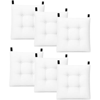 Mercury - Pack de 6 Cojines para Silla 40x40x8cm (Pack 6, Blanco) Mercury - Pack de 6 Cojines para Silla 40x40x8cm (Pack 6, Blanco)