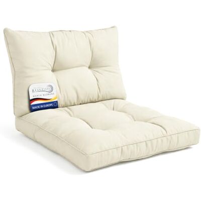 Beautissu Set Cojines Sofá Exterior Jardín para Silla Lounge Asiento 40x40cm y Respaldo 50x40cm Natural Acolchado Ratán Muebles Sillones cojín Beautissu Set Cojines Sofá Exterior Jardín para Silla Lounge Asiento 40x40cm y Respaldo 50x40cm Natural Acolchado Ratán Muebles Sillones cojín