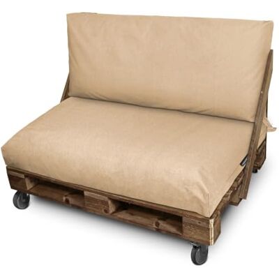 HAPPERS Cojín para Palets Toldotex Impermeable BEIG Set: Asiento 120x80x20 (Liso) + Respaldo 120x45x20 (Liso) HAPPERS Cojín para Palets Toldotex Impermeable BEIG Set: Asiento 120x80x20 (Liso) + Respaldo 120x45x20 (Liso)