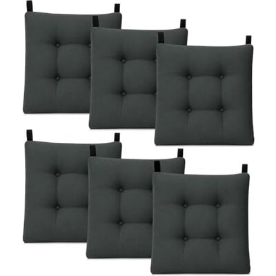 Mercury -Pack de 6 Cojines para Silla 40x40x8cm (Pack 6, Gris Oscuro) Acolchados, Relleno de Copos de Poliuretano con Cintas de Sujeción Antideslizantes, Interior y Exterior. Fabricado en España Mercury -Pack de 6 Cojines para Silla 40x40x8cm (Pack 6, Gris Oscuro) Acolchados, Relleno de Copos de Poliuretano con Cintas de Sujeción Antideslizantes, Interior y Exterior. Fabricado en España