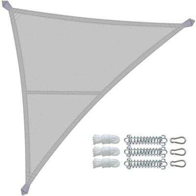 VOUNOT ® Toldo Vela de Sombra Triangular 3x3x3m, Toldo Parasol Terraza Impermeable con Kit de Montaje, Gris Claro VOUNOT ® Toldo Vela de Sombra Triangular 3x3x3m, Toldo Parasol Terraza Impermeable con Kit de Montaje, Gris Claro