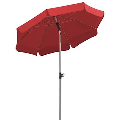 Schneider Parasol Locarno, Rojo, Aprox. 150 cm Ø, 8 Piezas, Redondo Sombrilla central 100 % poliéster 200 g/m², protección UV 50+, inclinable, deslizador con botón deslizante, metal Schneider Parasol Locarno, Rojo, Aprox. 150 cm Ø, 8 Piezas, Redondo Sombrilla central 100 % poliéster 200 g/m², protección UV 50+, inclinable, deslizador con botón deslizante, metal