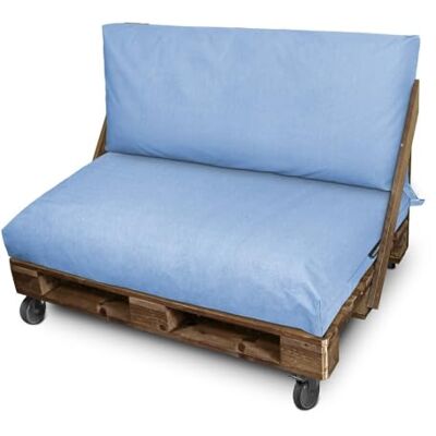 HAPPERS Cojín para Palets Toldotex Impermeable Azul Cielo Set: Asiento 120x80x20 (Liso) + Respaldo 120x45x20 (Liso) HAPPERS Cojín para Palets Toldotex Impermeable Azul Cielo Set: Asiento 120x80x20 (Liso) + Respaldo 120x45x20 (Liso)