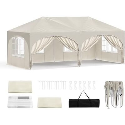 WOLTU Cenador Plegable Gazebo de Jardín 3x6m Sistema Pop Up Beige WOLTU Cenador Plegable Gazebo de Jardín 3x6m Sistema Pop Up Beige
