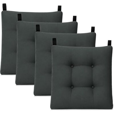 Mercury -Pack de 4 Cojines para Silla 40x40x8cm (Pack 4, Gris Oscuro) Mercury -Pack de 4 Cojines para Silla 40x40x8cm (Pack 4, Gris Oscuro)