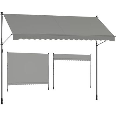 SONGMICS Toldo Manual, Toldo Retráctil para Balcón, Regulable en Altura con Manivela para Balcón, Jardín, Patio, 350 x 120 cm, Gris GSA352G01 SONGMICS Toldo Manual, Toldo Retráctil para Balcón, Regulable en Altura con Manivela para Balcón, Jardín, Patio, 350 x 120 cm, Gris GSA352G01