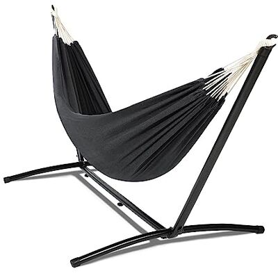 TERRE JARDIN Hamaca con Soporte de Metal ZenCool, Gris Antracita, 200 kg Hamaca con soporte de acero, lona de 200 x 152 cm, carga máxima 200 kg y bolsa textil integrada para guardar la lona TERRE JARDIN Hamaca con Soporte de Metal ZenCool, Gris Antracita, 200 kg Hamaca con soporte de acero, lona de 200 x 152 cm, carga máxima 200 kg y bolsa textil integrada para guardar la lona