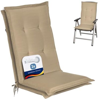 Beautissu Set de 2 Cojines sillas Jardin con Respaldo Alto Placas compactas 120x50x6cm Natural de gomaespuma tumbonas mecedoras de balcón o Asiento Exterior relleno espuma cojín balancin Loft HL Beautissu Set de 2 Cojines sillas Jardin con Respaldo Alto Placas compactas 120x50x6cm Natural de gomaespuma tumbonas mecedoras de balcón o Asiento Exterior relleno espuma cojín balancin Loft HL